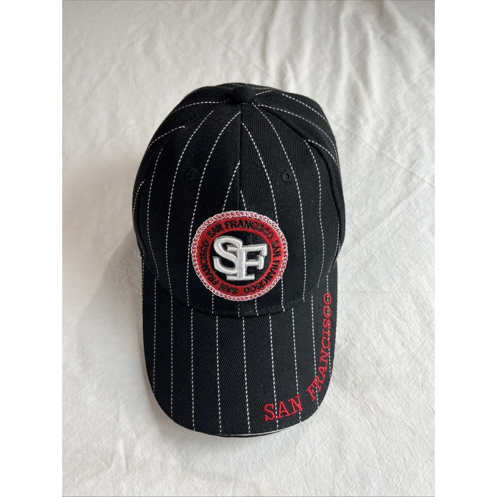 San Francisco Pinstriped Baseball Cap | Black White Hat | Adjustable